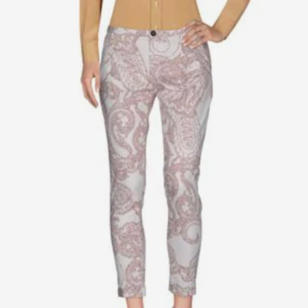 Bruno Manetti Italian Milk Paisley Cotton Pants IT 42 US 4 6 Etro Style
